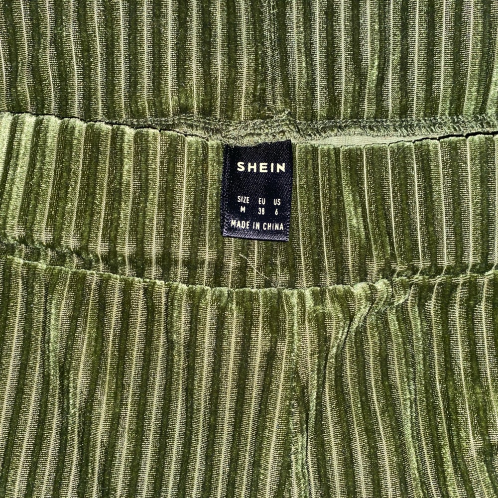 Green Flare ribbed pants